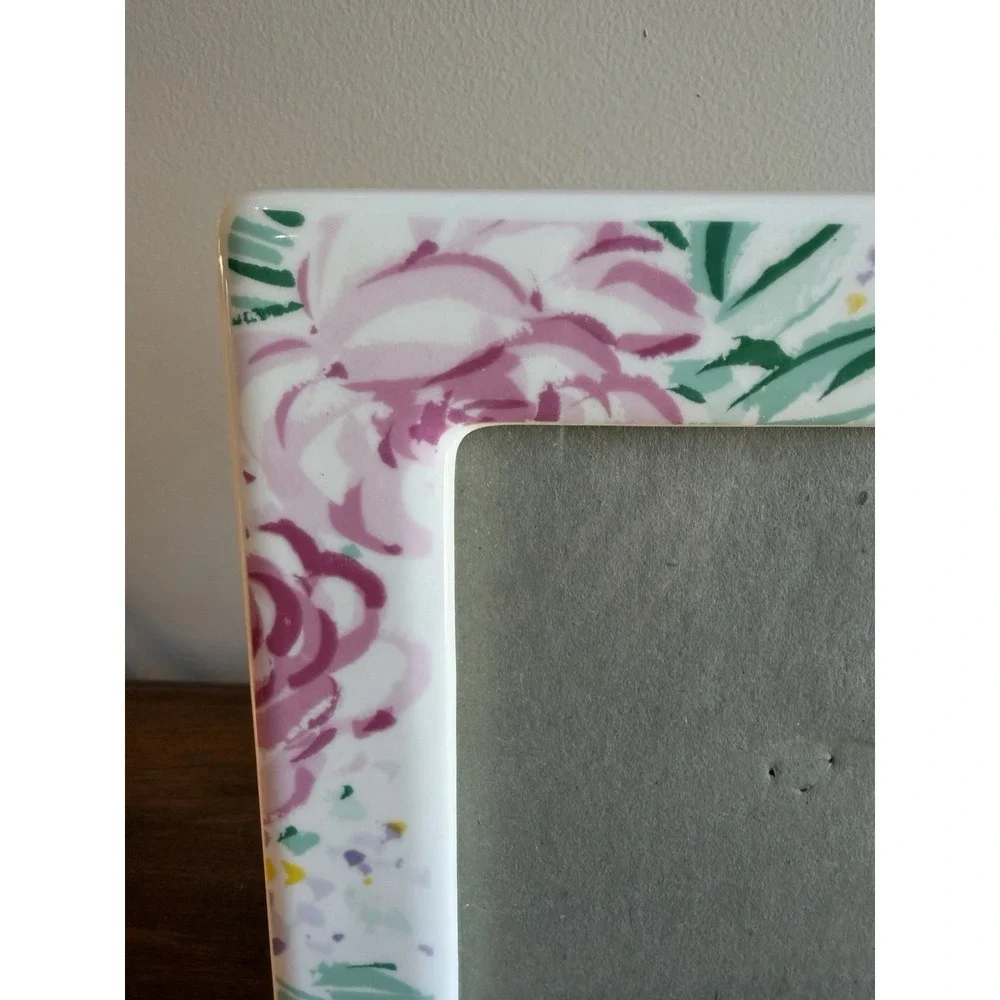 Vintage Ceramic Picture Frame Floral  90's EUC 5x7